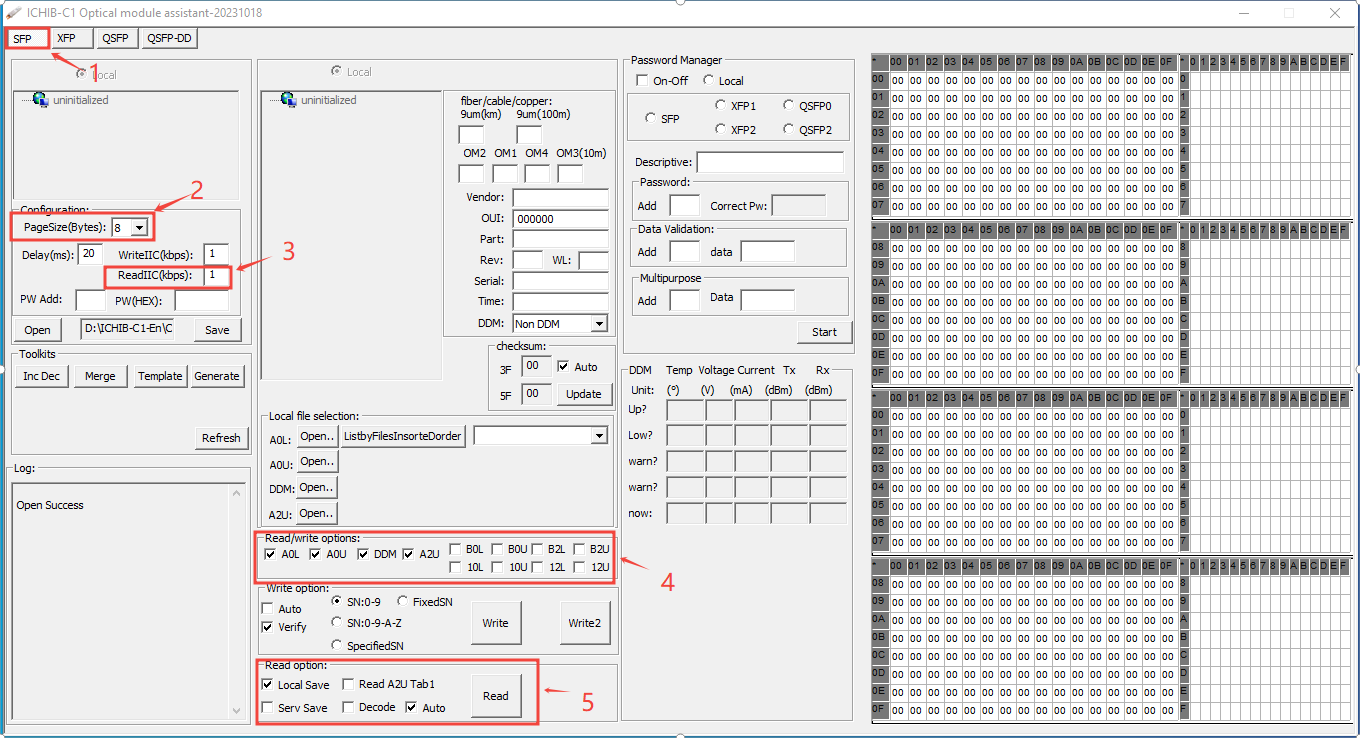 SFP optical transceiver reads the firmware